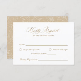 Elegante tarjeta RSVP de escritura moderna de oro