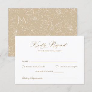 Elegante tarjeta RSVP de escritura moderna de oro