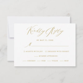 Elegante tarjeta RSVP de escritura moderna de oro 