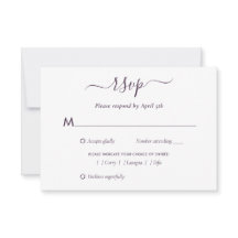 Elegante Tarjeta RSVP de escritura moderna púrpura