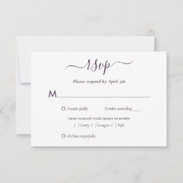 Elegante Tarjeta RSVP de escritura moderna púrpura
