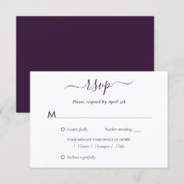 Elegante Tarjeta RSVP de escritura moderna púrpura