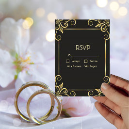 Elegante tarjeta RSVP de estilo Art Deco Vintage G