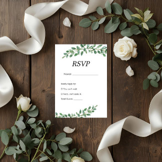 Elegante tarjeta RSVP de Eucalyptus Greenery Weddi