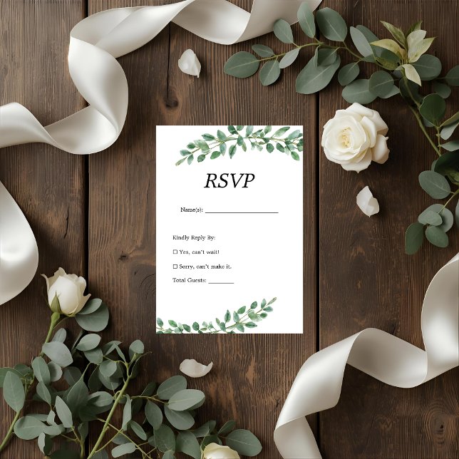 Elegante tarjeta RSVP de Eucalyptus Greenery Weddi (Subido por el creador)