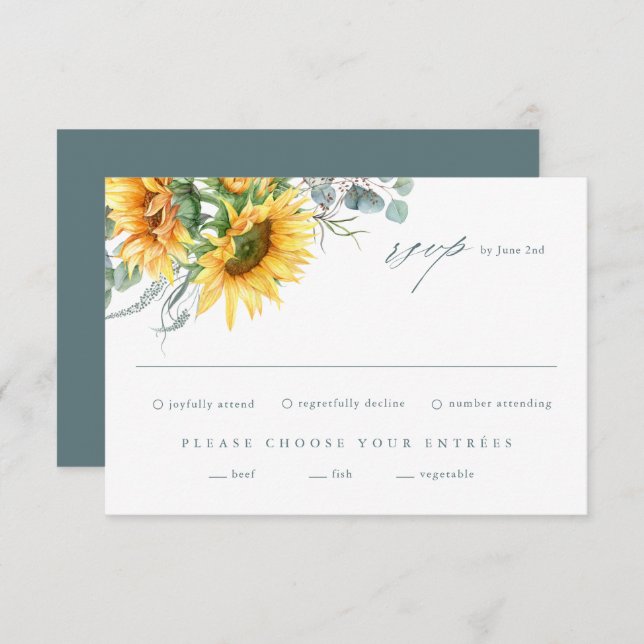 Elegante tarjeta RSVP de Eucalyptus Wedding (Anverso / Reverso)