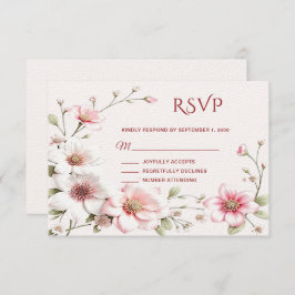 Elegante tarjeta RSVP de Floral blanca rosa