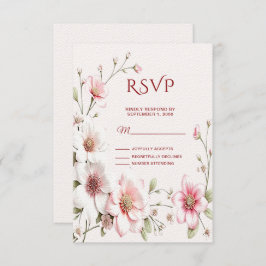 Elegante tarjeta RSVP de Floral blanca rosa