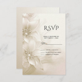 Elegante Tarjeta RSVP de Flores Blancas de Marfil