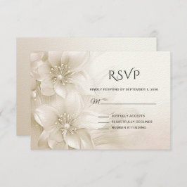 Elegante Tarjeta RSVP de Flores Blancas de Marfil