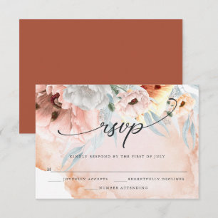Elegante tarjeta RSVP de Flores de Coral