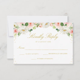 Elegante tarjeta RSVP de flores rosa rubor