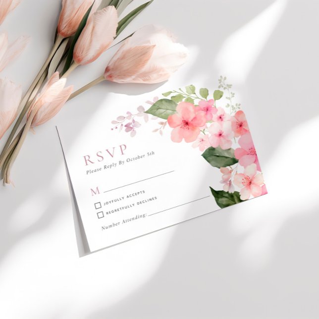 Elegante tarjeta RSVP de flores rosadas de Sakura  (Subido por el creador)