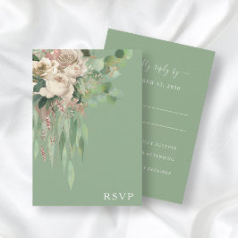 Elegante tarjeta RSVP de Flores Verdes para pareja