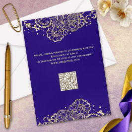 Elegante Tarjeta RSVP de Henna Lace de Oro Púrpura