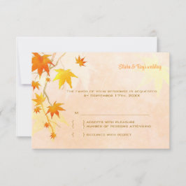 Elegante Tarjeta RSVP de hojas de arce de otoño