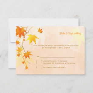 Elegante Tarjeta RSVP de hojas de arce de otoño