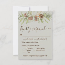Elegante tarjeta RSVP de invierno Beige Pine