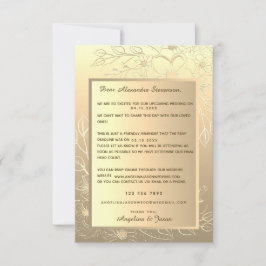 Elegante tarjeta RSVP de invitación a boda Gold Re