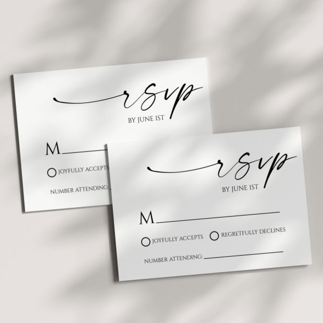 Elegante tarjeta RSVP de la Boda Blanca Minimalist (Subido por el creador)