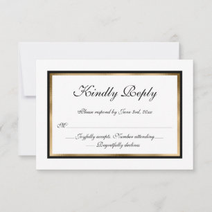 Elegante tarjeta RSVP de la Boda blanca y formal d