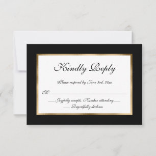 Elegante tarjeta RSVP de la Boda blanca y formal d
