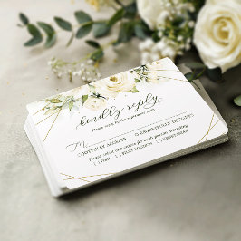 Elegante tarjeta RSVP de la boda de la rosa blanca