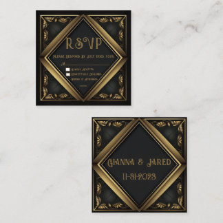Elegante tarjeta RSVP de la boda de terciopelo neg