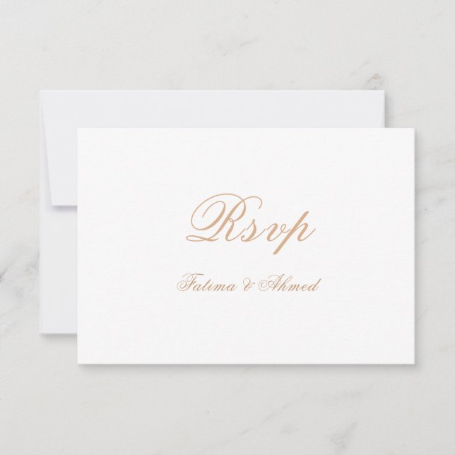 Elegante tarjeta RSVP de la boda islámica de oro i (Anverso)