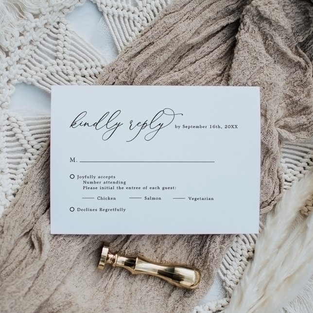 Elegante tarjeta RSVP de la caligrafía blanca negr (Subido por el creador)