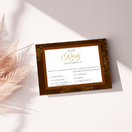 Elegante tarjeta RSVP de la caligrafía marrón y or