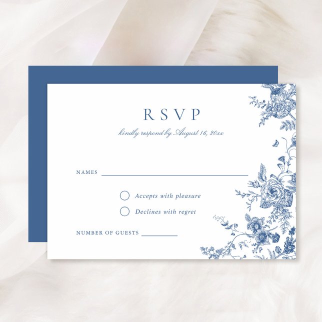 Elegante tarjeta RSVP de la Marina Botánica Floral (Subido por el creador)