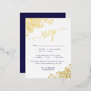 Elegante tarjeta RSVP de la Marina de Relieve meta
