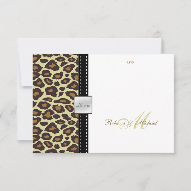 Elegante tarjeta RSVP de Leopard (Anverso)