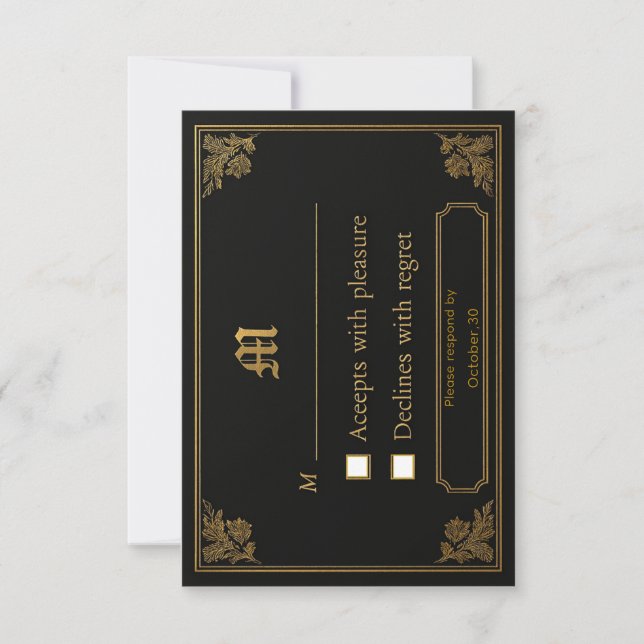Elegante tarjeta RSVP de lujo (Anverso)