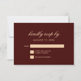 Elegante tarjeta RSVP de Lujo Monograma Dorado Bor