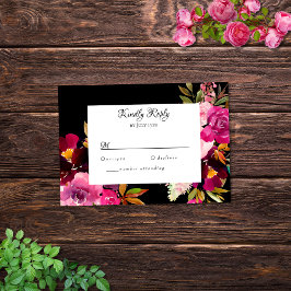 Elegante tarjeta RSVP de marco floral rosa de Borg