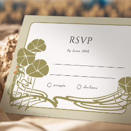 Elegante Tarjeta RSVP de Marfil y Oro