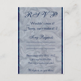 Elegante tarjeta RSVP de mármol azul y gris