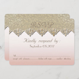 Elegante tarjeta RSVP de matrimonio Damask de Moda