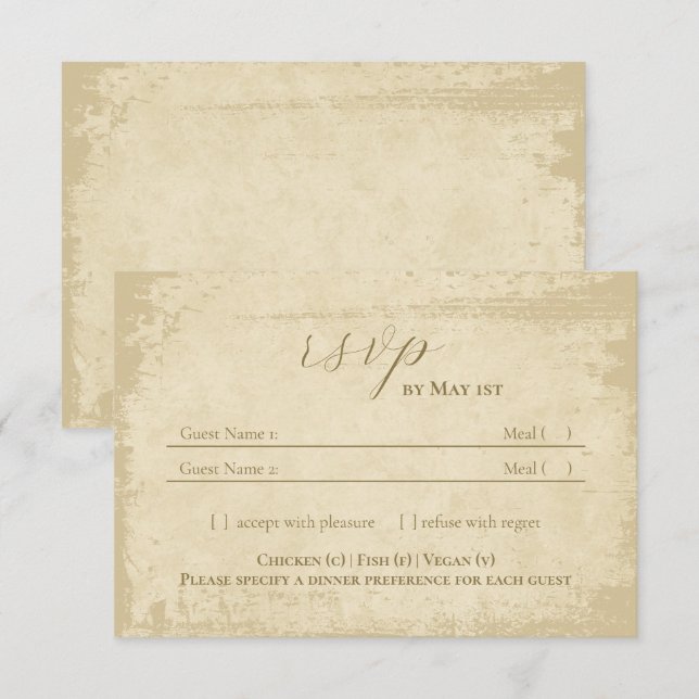 Elegante tarjeta RSVP de matrimonio de borde gris  (Anverso / Reverso)