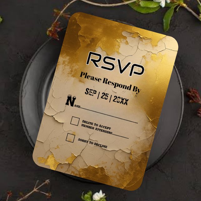 Elegante tarjeta RSVP de matrimonio de Relieve met (Subido por el creador)