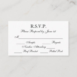 Elegante tarjeta RSVP de matrimonio formal blanco
