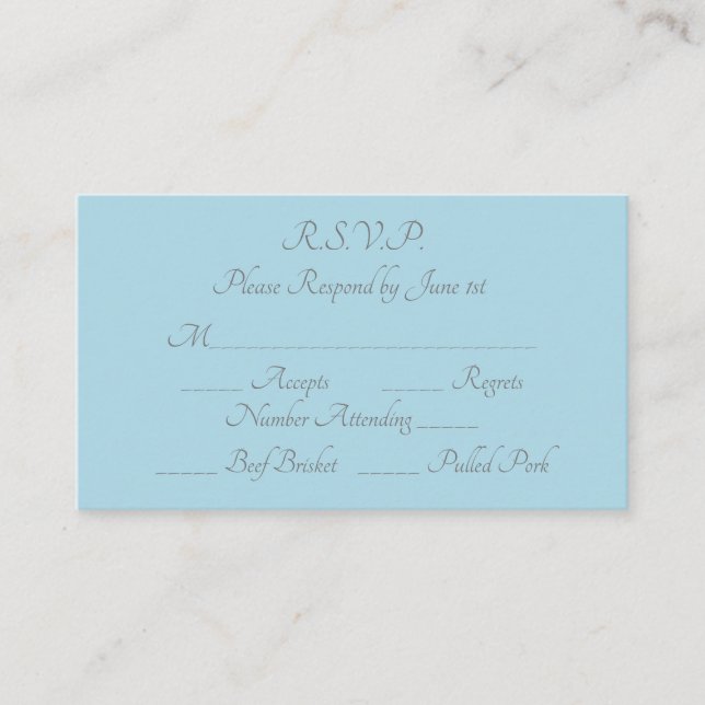 Elegante tarjeta RSVP de matrimonio formal gris az (Anverso)