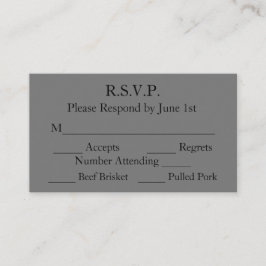 Elegante tarjeta RSVP de matrimonio formal negro y