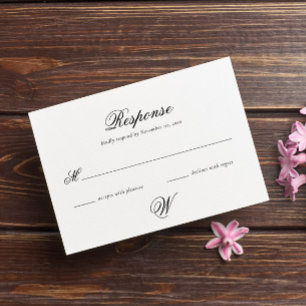 Elegante Tarjeta RSVP de matrimonio inicial simple