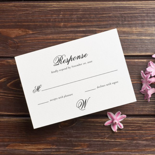 Elegante Tarjeta RSVP de matrimonio inicial simple (Subido por el creador)