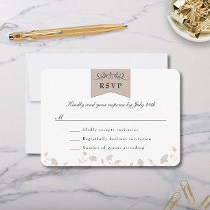 Elegante tarjeta RSVP de matrimonio para bibliotec