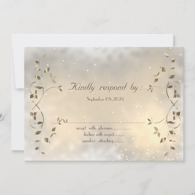 Elegante tarjeta RSVP de Moda de oro (Anverso)