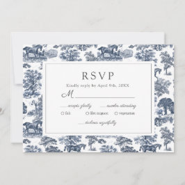 Elegante tarjeta RSVP de Moda Vintage Blue Toile